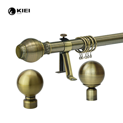 28MM Antique Brass Curtain Pole Complete With Eyelet And Metal Ball Finials